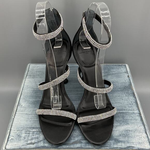 NEW Marc Fisher Carita Ankle Strap Heeled Sandals Black Size 7M - Picture 3 of 11